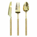 Disposable 36 Gold Glitter & Gold Reusable Plastic Combo Cutlery - Pearl 