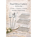 Disposable 36 Silver Reusable Plastic Combo Cutlery - Pearl 