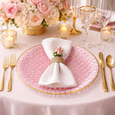 Disposable 32 Pink & Gold Reusable Plastic Dinnerware Set - Weave 
