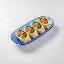 Disposable Blue & Gold Reusable Plastic Serving Tray 24 cm - Edge 