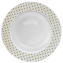 Disposable 10 White & Gold Reusable Plastic Soup Bowl 400ml - Sphere 