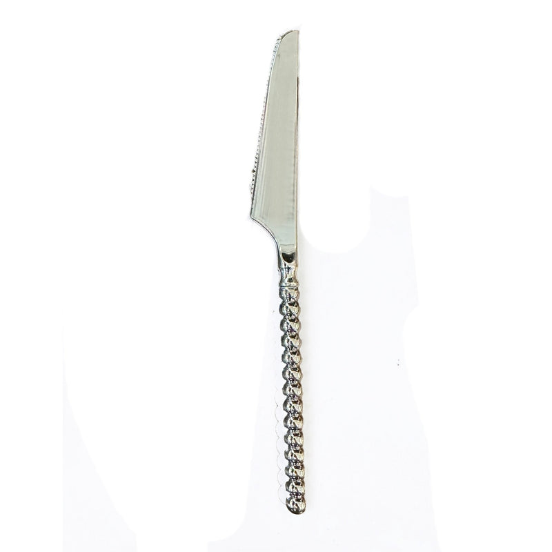 Disposable 12 Silver Reusable Plastic Knives - Pearl 