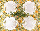 24 Transparent & Gold Reusable Plastic Dinnerware Set 26 cm + 17 cm - Pebbled Edge