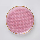 Disposable 32 Pink & Gold Reusable Plastic Dinnerware Set - Weave 