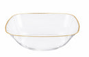 10 Transparent & Gold Square Reusable Plastic Soup Bowl 450 ml - Classic