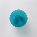 10 Blue & Gold Reusable Plastic Soup Bowl 350 ml - Ribbed