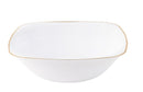 10 White & Gold Square Reusable Plastic Soup Bowl 450 ml - Classic