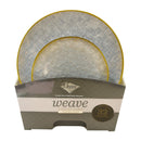 Disposable 32 Transparent & Gold Reusable Plastic Dinnerware Set - Weave 