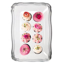 Disposable 2 White & Silver Rectangular Reusable Plastic Serving Tray 33x23cm - Aristocrat 