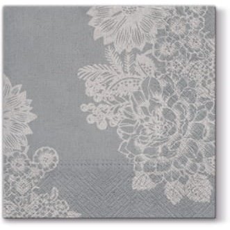 Disposable 20 Silver Napkin 33x33cm - Lovely Lace Silver 