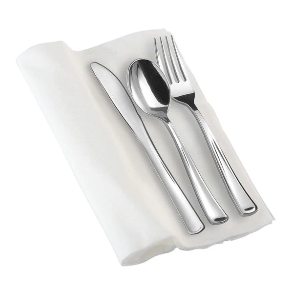Disposable 10 Silver Reusable Combo Cutlery 