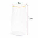 Disposable 6 Transparent & Gold Reusable Champagne & Cocktail Cups - Ribbed 