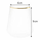 Disposable 6 Transparent & Gold Reusable Wine Cups - Ribbed 
