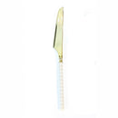 Disposable 12 White & Gold Reusable Plastic Knives - Pearl 