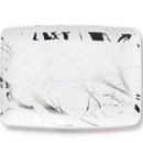 Disposable 2 White & Silver Rectangular Reusable Plastic Serving Tray 20x28cm - Marble 