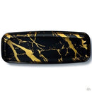 2 Zwart & Goud Herbruikbaar Plastic Dienbladen 16X45Cm - Marble