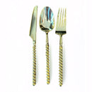 Disposable 12 Gold Reusable Plastic Forks - Pearl 