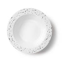 Disposable 10 White & Silver Reusable Plastic Soup Bowl 400ml - Pebbled 