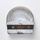 Disposable 24 Transparent & Gold Reusable Plastic Dinnerware Set 19cm + 26cm - Ribbed 