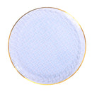 Disposable 32 Blue & Gold Reusable Plastic Dinnerware Set - Weave 