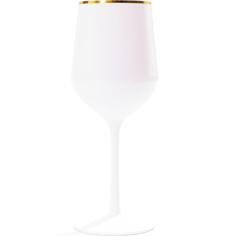 Disposable 5 White & Gold Reusable Wine Cups - Line. 