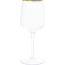 Disposable 5 Transparent & Gold Reusable Wine Cups - Line. 