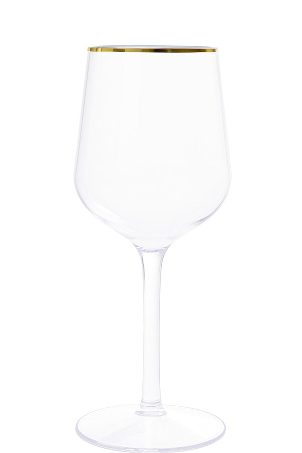 5 Transparent & Gold Reusable  Wine Cups  - Line.