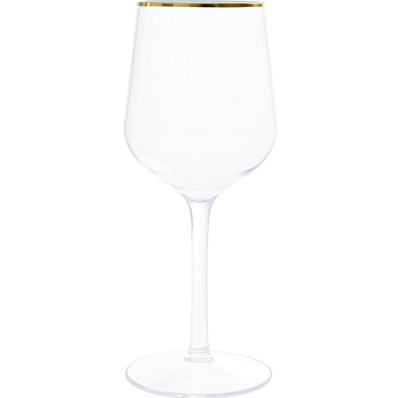 Disposable 5 Transparent & Gold Reusable Wine Cups - Line. 