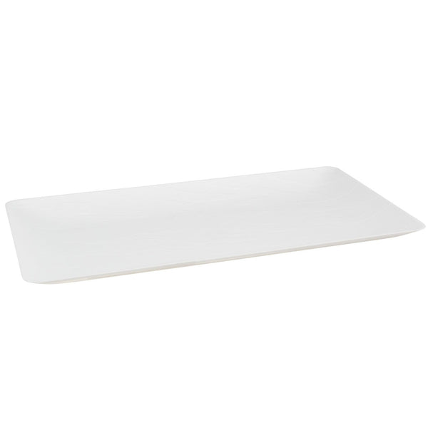 Disposable_Mahogany - White Reusable Plastic Serving Tray 20x35cm/8in 1pc