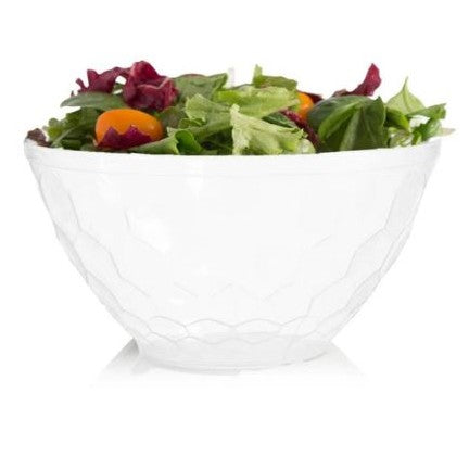 Disposable 1 White Reusable Plastic Serving Bowl 28cm - Hammered 