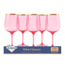 Disposable 5 Pink & Gold Reusable Wine Cups - Line. 