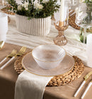 10 Transparent & Gold Reusable Plastic Soup Bowl 350 ml - Ribbed