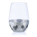 Disposable 6 Transparent & Silver Reusable Plastic Wine Cups 450ml - Hammered 