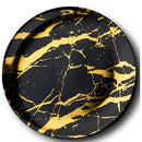 Disposable 2 Black & Gold Reusable Plastic Serving Tray 35cm - Marble 