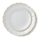 Disposable 32 White & Gold Reusable Plastic Dinnerware Set - Luxe 