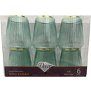 Disposable 6 Green & Gold Reusable Wine Cups - Ribbed 
