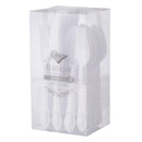 Disposable 40 White Reusable Plastic Combo Cutlery - Baroque 