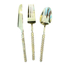 Disposable 12 Gold Glitter & Gold Reusable Plastic Spoons - Pearl 