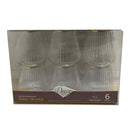 Disposable 6 Transparent & Gold Reusable Wine Cups - Ribbed 