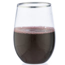 Disposable 6 Transparent & Silver Reusable Plastic Wine Cups 450ml - Stemless 