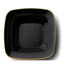 Disposable 10 Black & Gold Square Reusable Plastic Soup Bowl 350 ml - Contour 